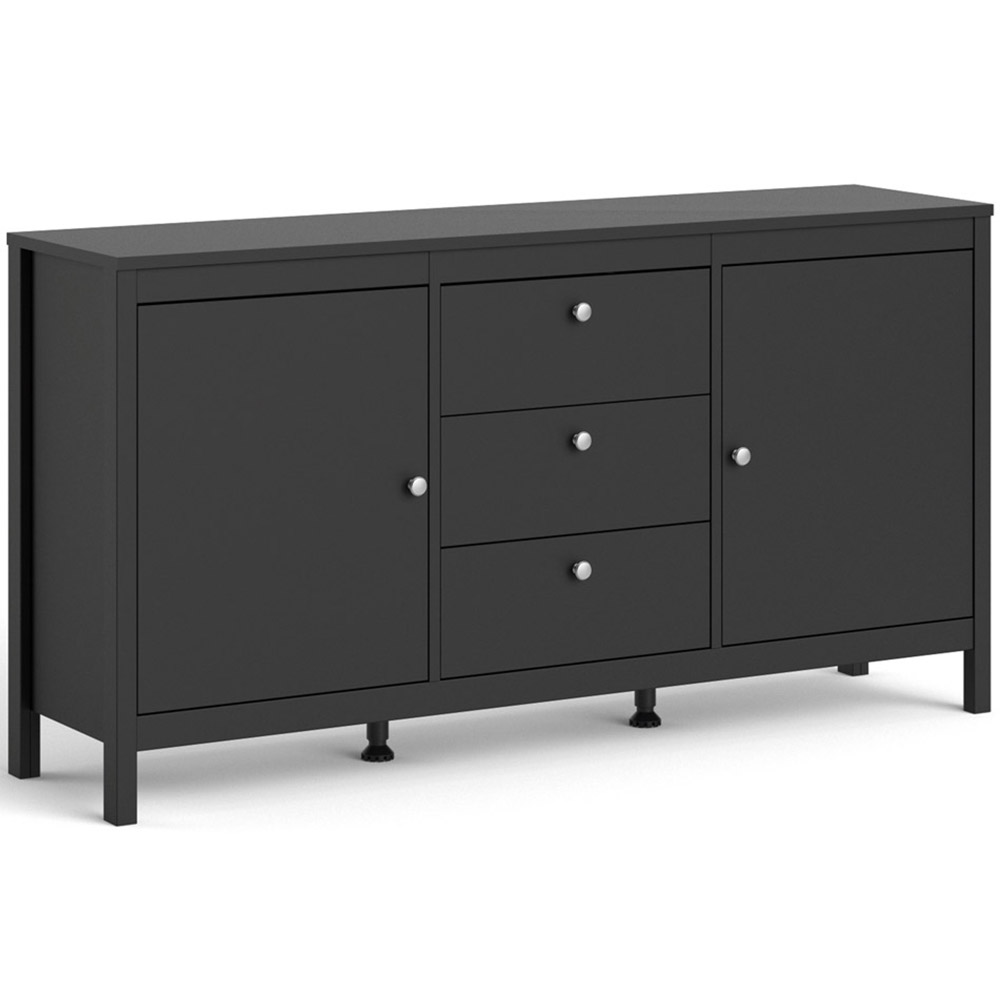 Florence Madrid 2 Door 3 Drawer Matt Black Sideboard Image 2