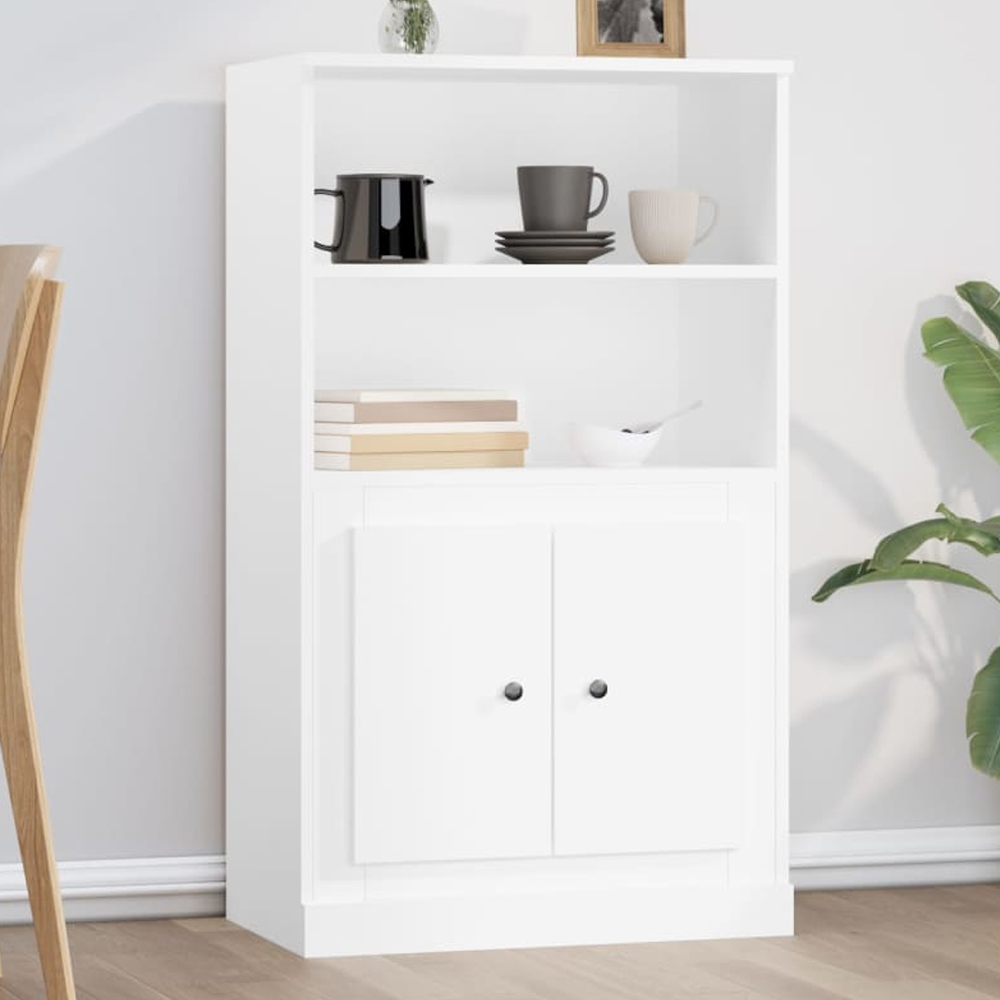 vidaXL 2 Door 2 Shelf White Highboard Image 1