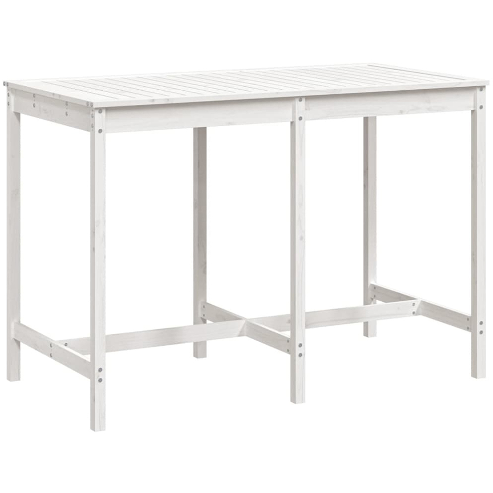 vidaXL 6 Seater Solid Pine Wood Slatted Garden Dining Table White Image 2