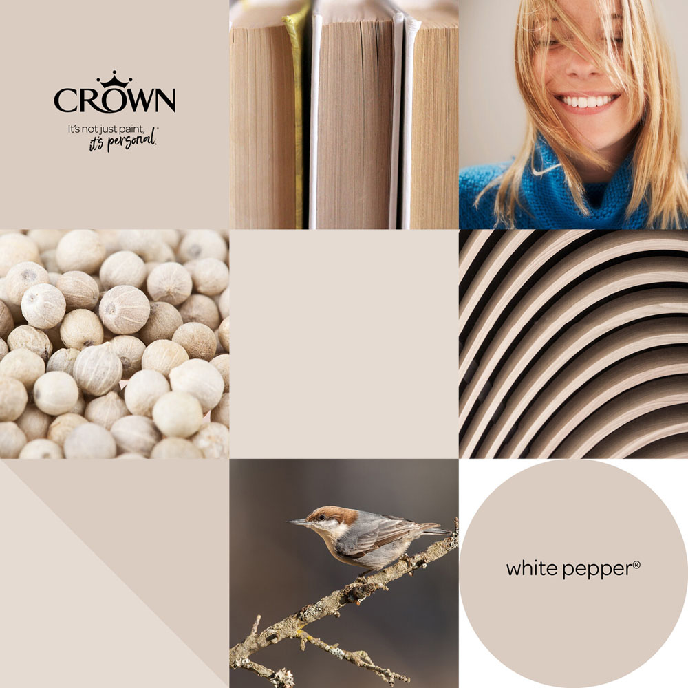 Crown Walls & Ceilings White Pepper Mid Sheen Emulsion Paint 5L Image 7