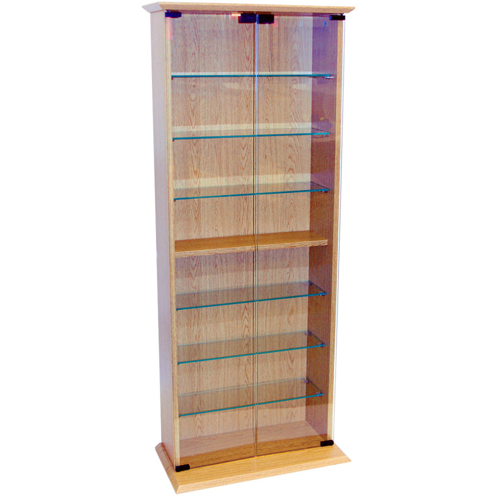 Watsons Boston Beech 7 Shelf CD Book and Collectable Display Cabinet Image 2