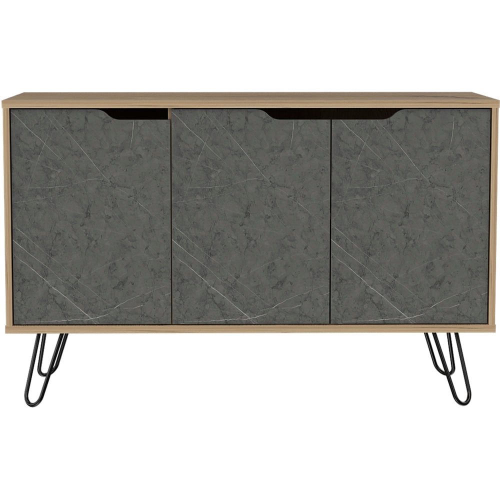Core Products Manhattan 3 Doors Pine and Grey Medium Sideboard Image 3
