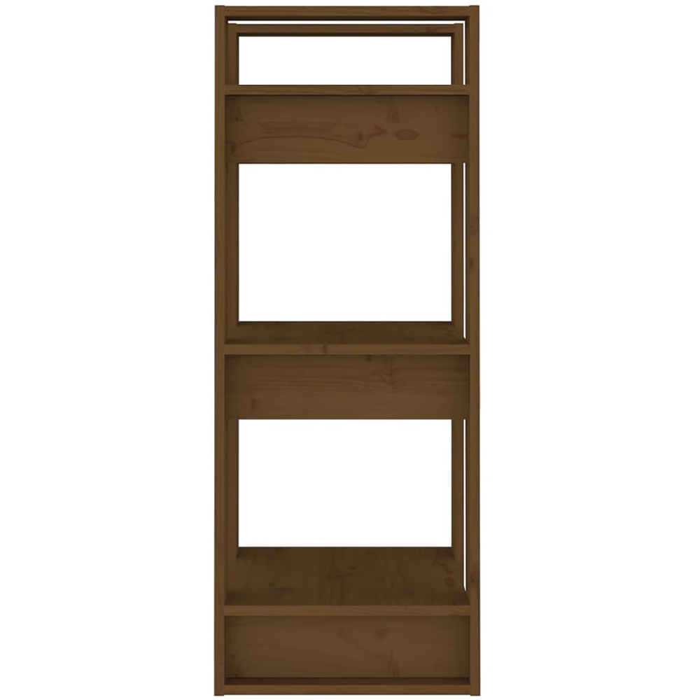 vidaXL 3 Shelf Honey Brown Solid Wood Bookcase Image 4