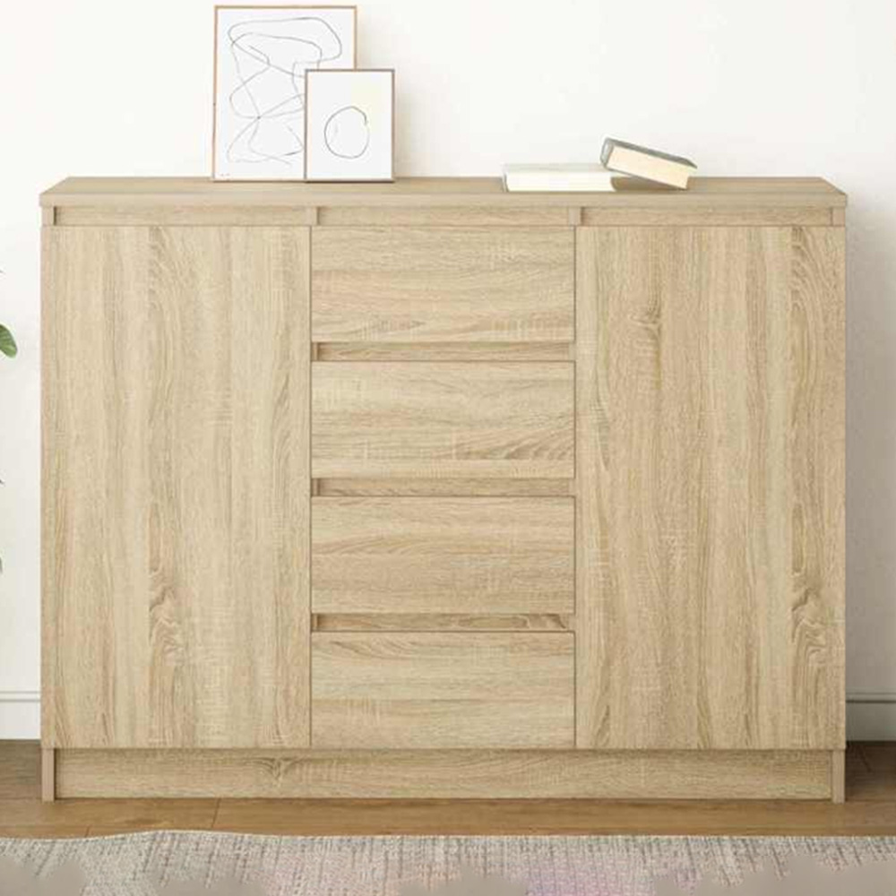 vidaXL 2 Door 4 Drawer Sonoma Oak Sideboard Image 1