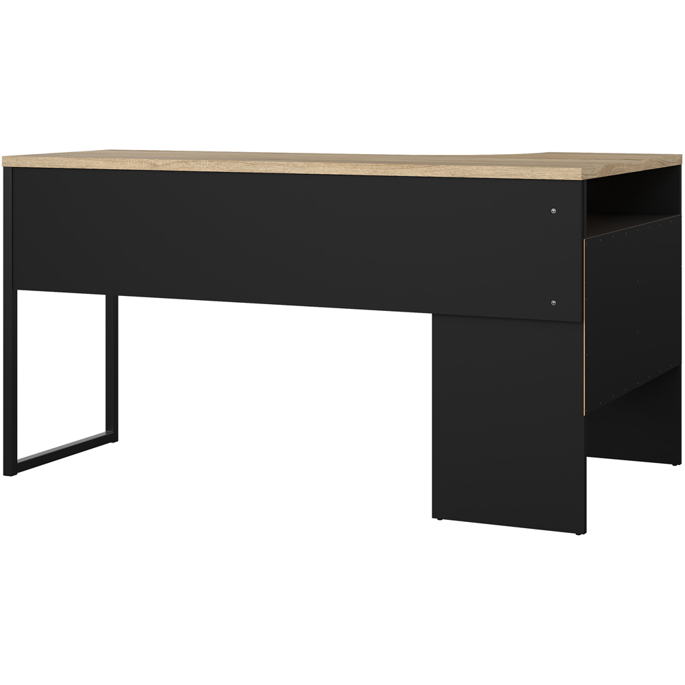 Florence Function Plus 2 Drawer Corner Desk Matt Black and Oak Image 4