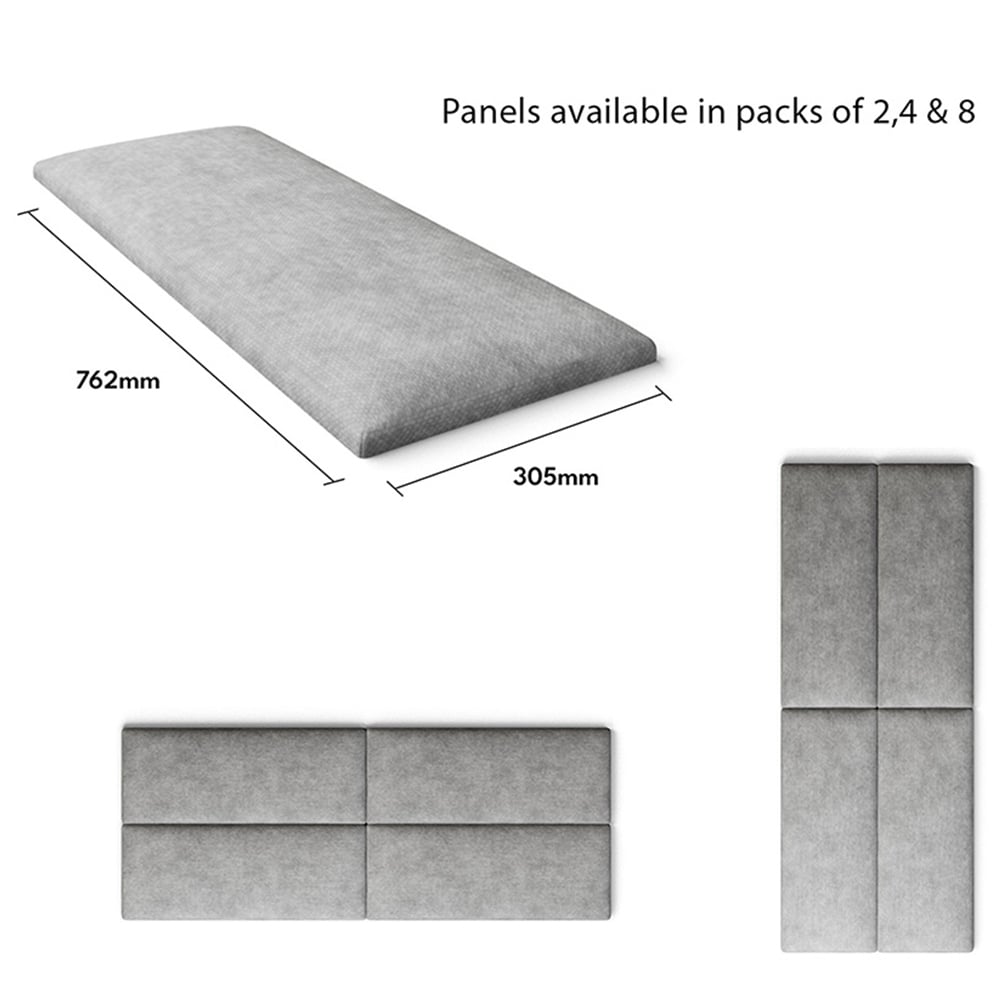 Aspire EasyMount Silver Kimiyo Linen Upholstered Wall Mounted Headboard Panels 8 Pack Image 5
