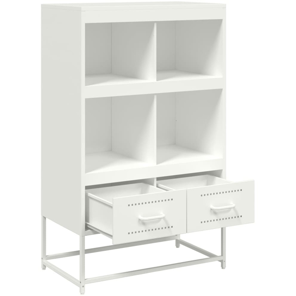 vidaXL 2 Drawer 4 Open Shelf White Steel Highboard Image 8