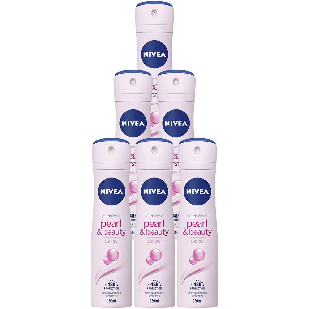Nivea Pearl and Beauty Anti Perspirant Deodorant Spray Case of 6 x 150ml Image 1
