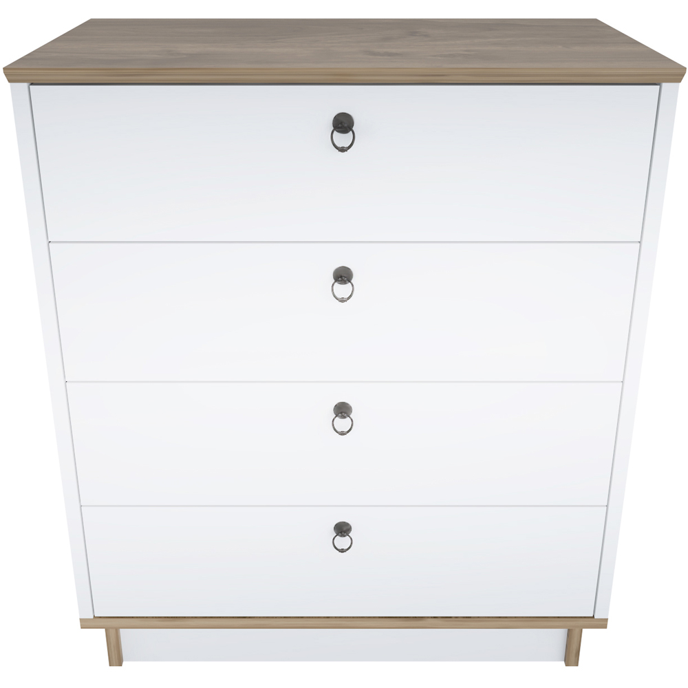 Decorotika Sahra 4 Drawer White and Walnut Chest of Drawers Image 3