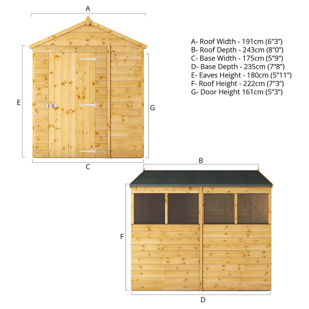 Mercia 8 x 6ft Shiplap Apex Wooden Shed Image 8