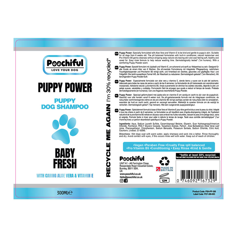 Poochiful Puppy Power Dog Shampoo 300ml Image 4