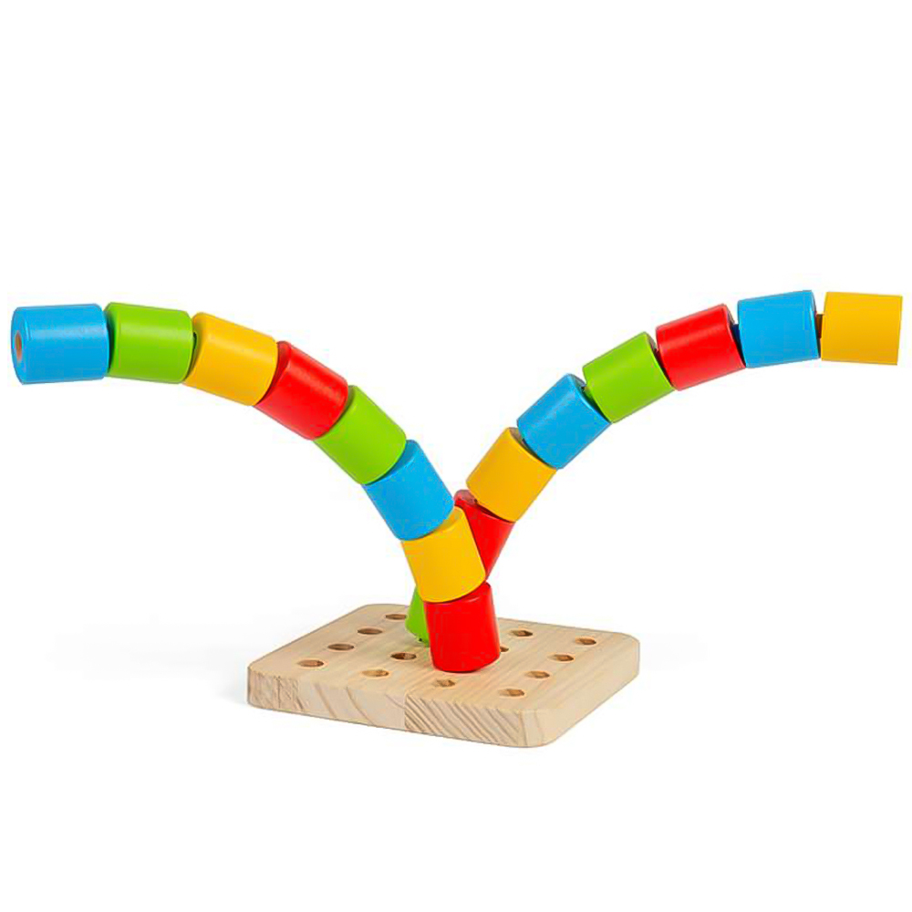 Bigjigs Toys Kids 17 Piece Wooden Wobbly Peg Board Toy Image 4