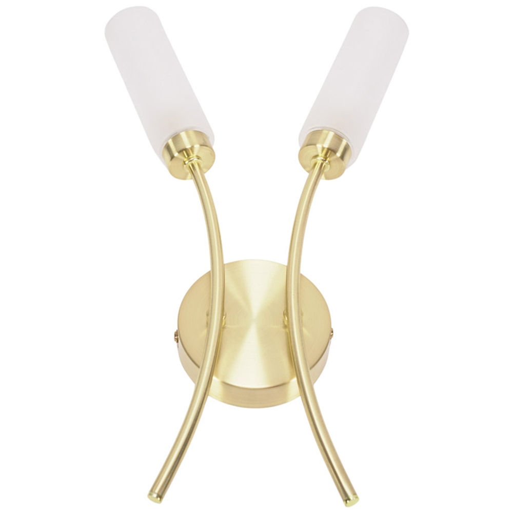 ValueLights Maya 2 Way Brushed Gold Curved Upright Reed Shaded LED Wall Light Image 1