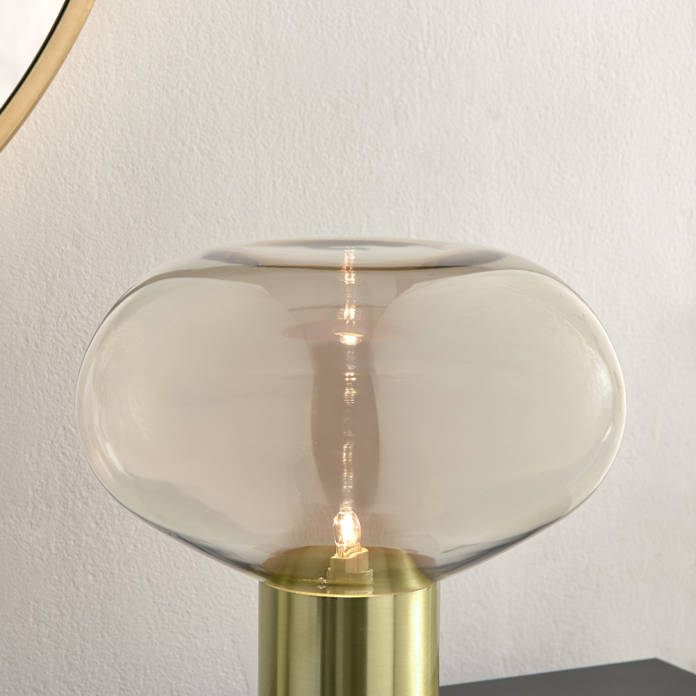Furniturebox Sadie Brass Metal and Glass Table Lamp Image 3