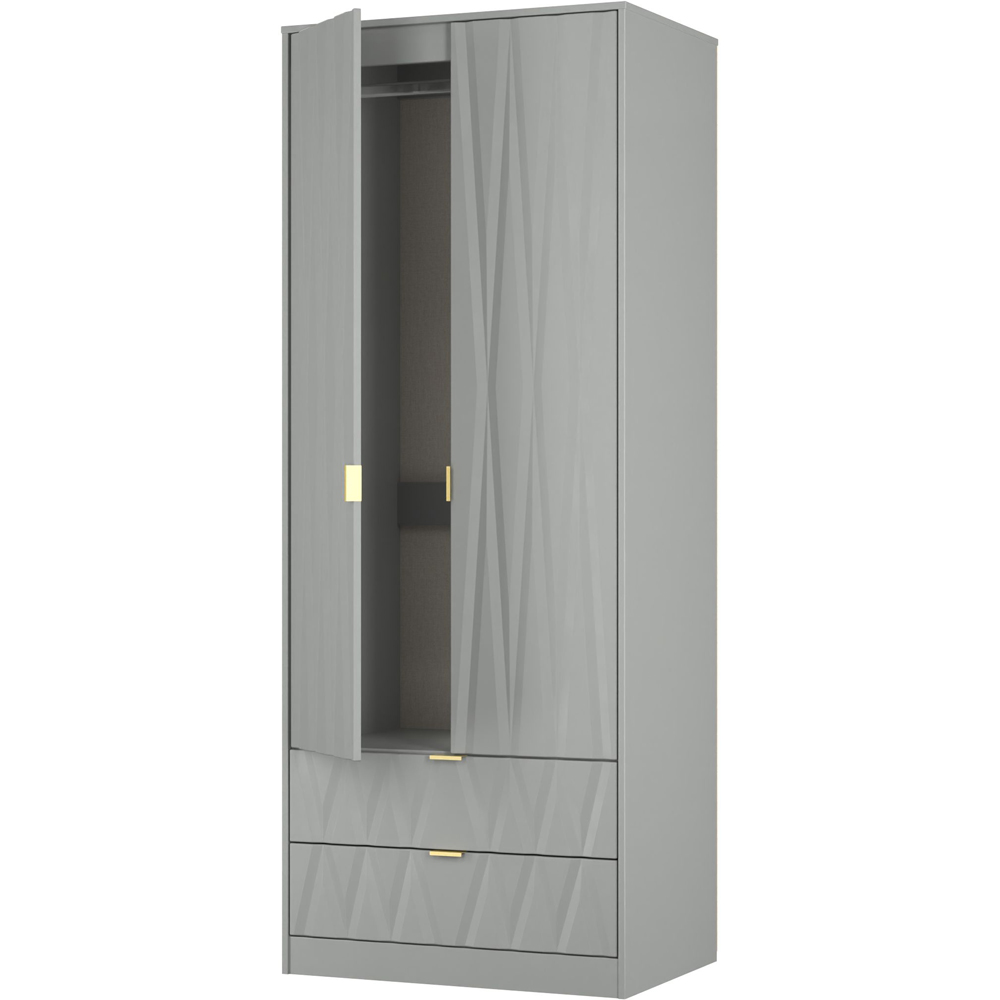 Crowndale Diamond 2 Door 2 Drawer Dusk Grey Tall Wardrobe Ready Assembled Image 4