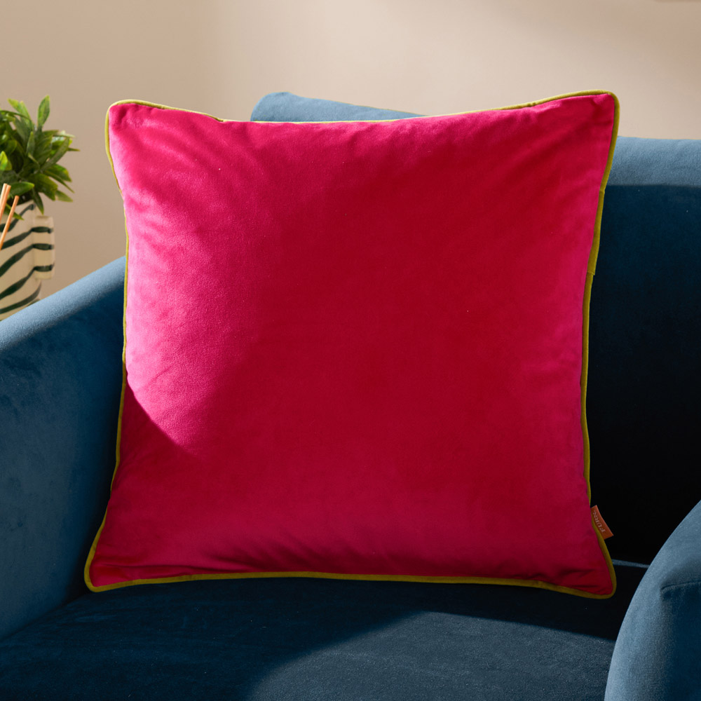 Furn Meridian Hot Pink and Lime Velvet Cushion 45 x 45cm Image 2