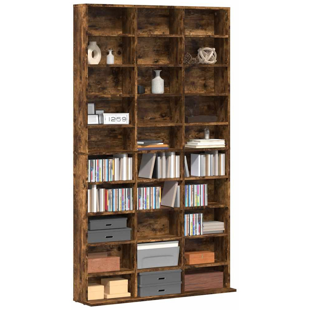 vidaXL 30 Shelf Smoked Oak CD Cabinet Image 3