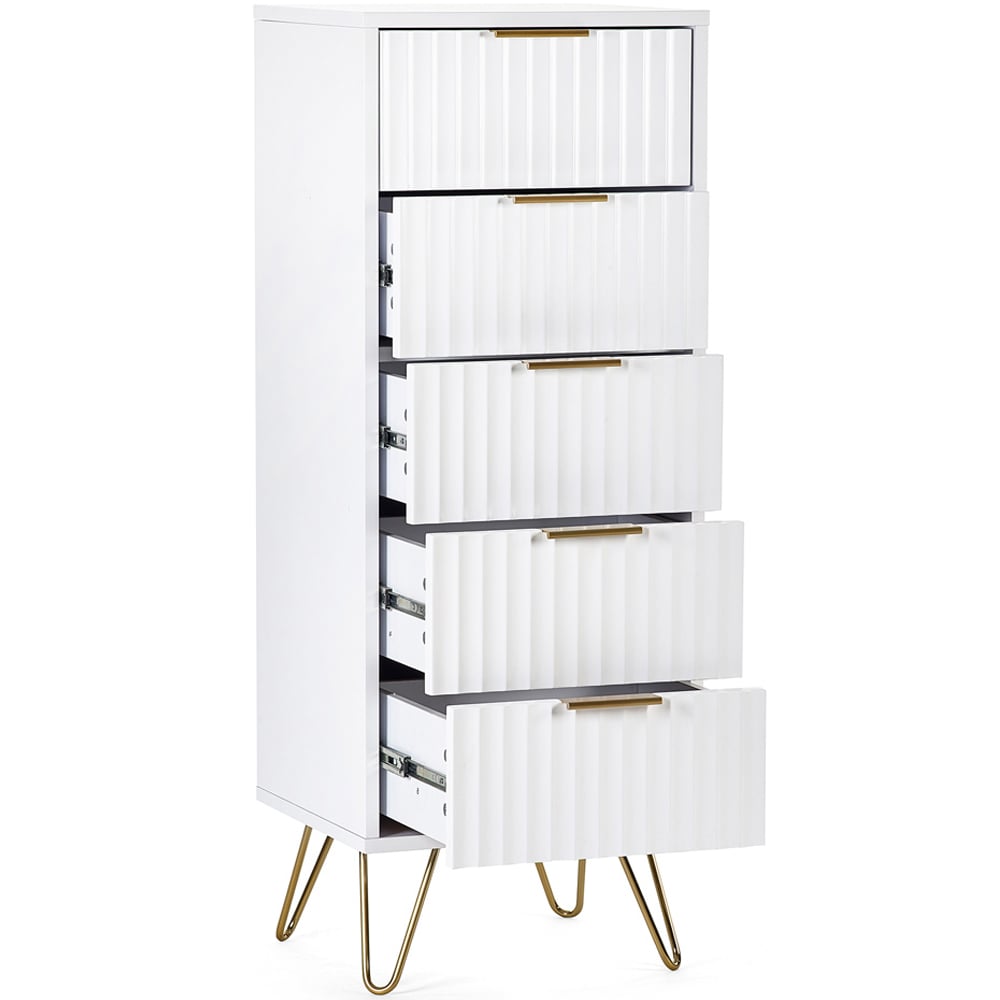Julian Bowen Murano 5 Drawer Matt White Tallboy Chest of Drawers Image 4