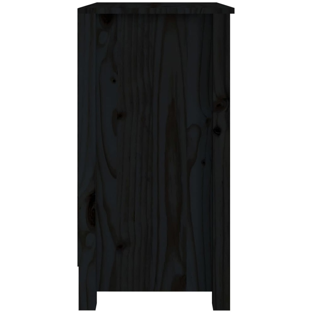 vidaXL 2 Shelf Black Solid Pine Wood Small Bookcase Image 3