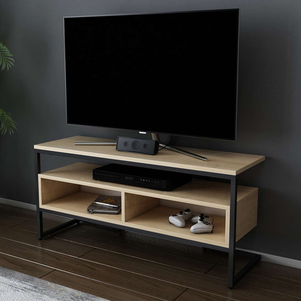 Decorotika Merrion 3 Shelf Black and Oak TV Unit Image 6