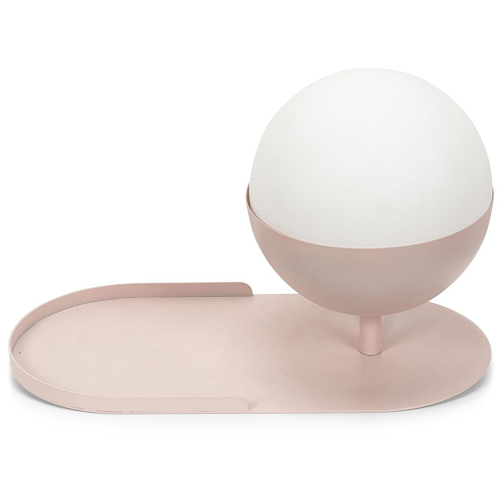 ValueLights Marlow Blush Pink Globe LED Shelf Lamp Image 1