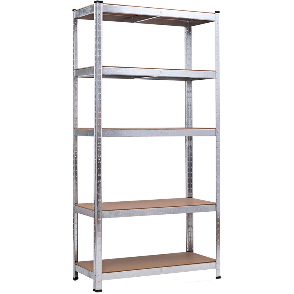 AMOS 5 Tier Silver Galvanized Heavy Duty Shelving Unit Image 1