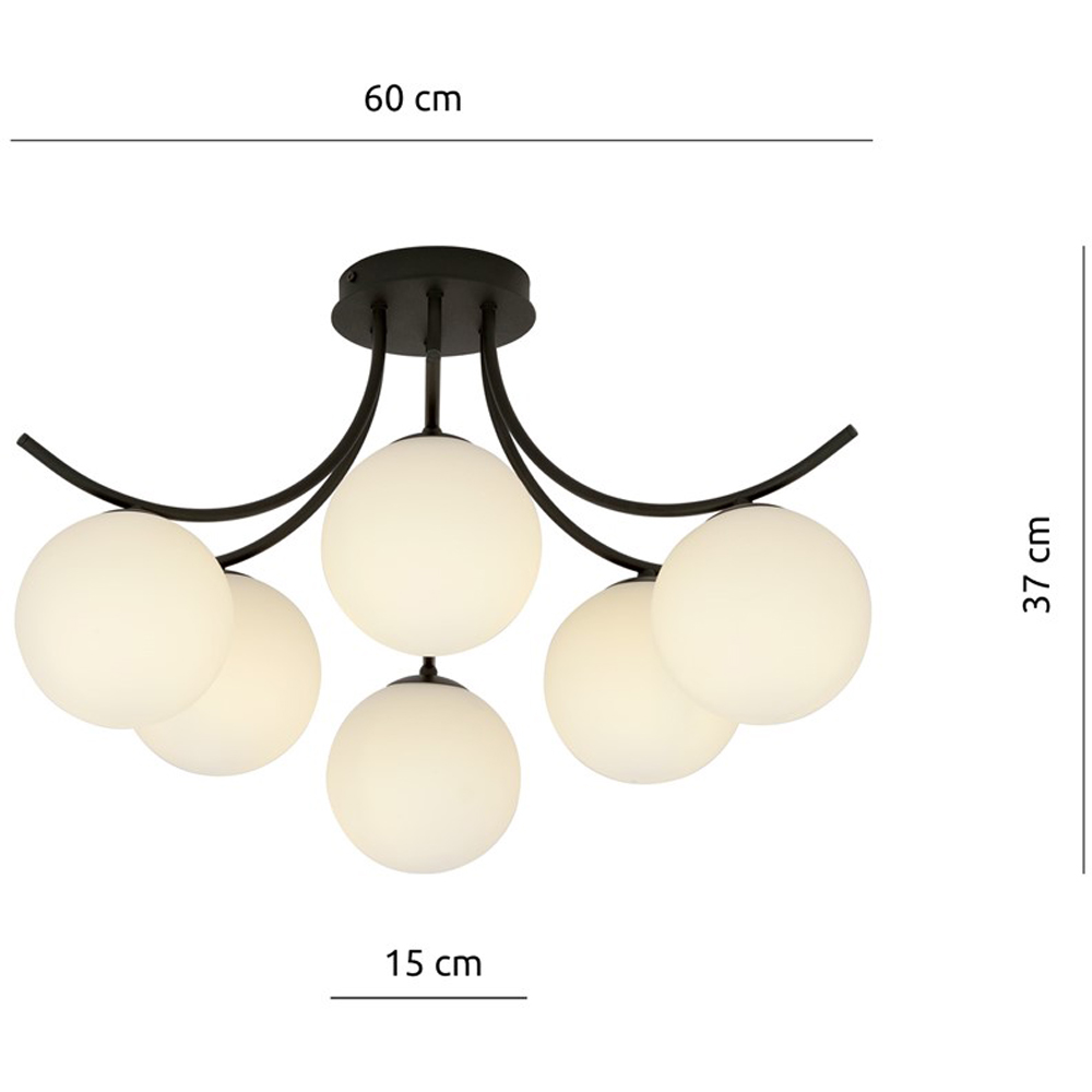 Emibig Boston 6 Light White Shade Black E14 Ceiling Pendant Light Image 9