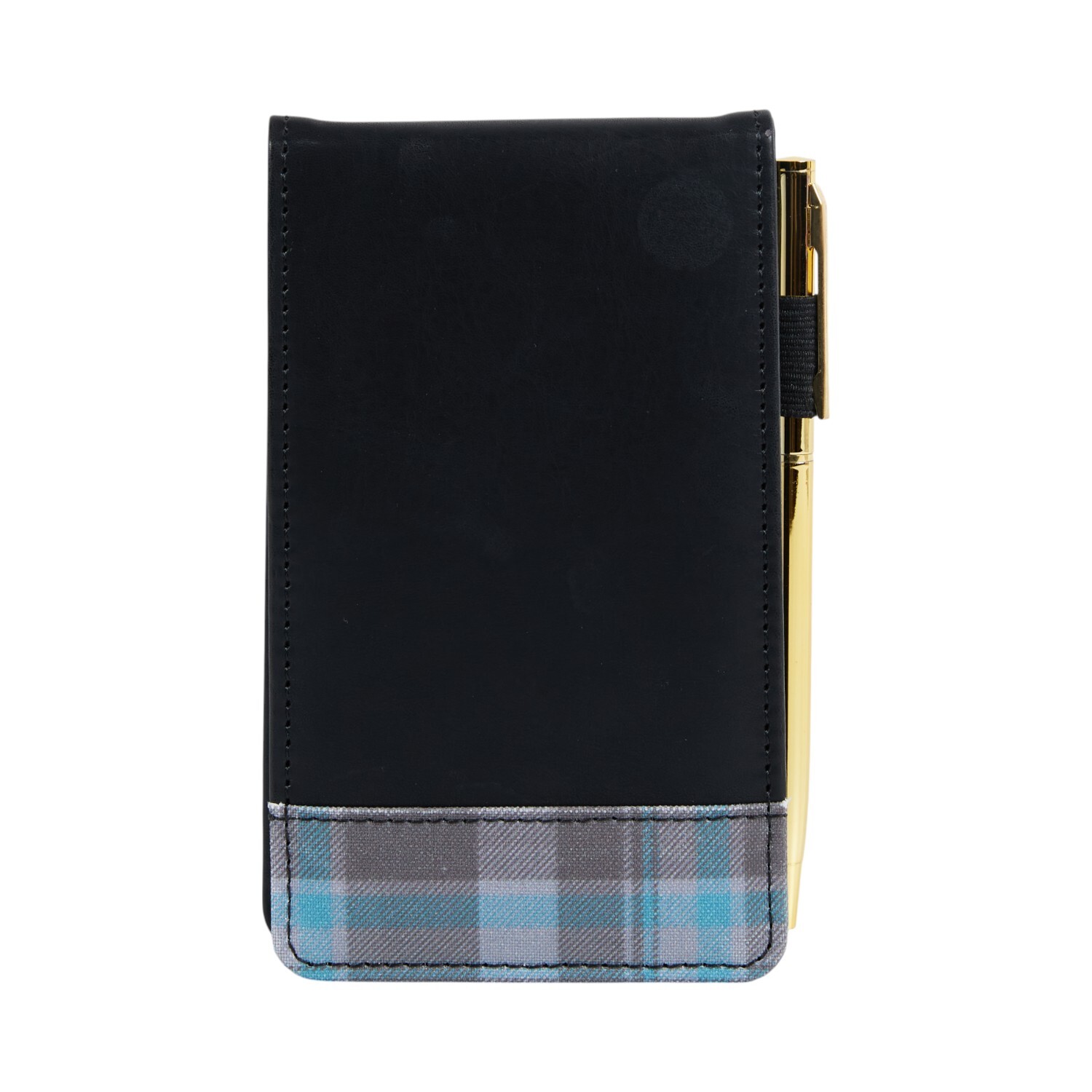 Blue and Grey Tartan Flip Notebook with Pen Blue and Grey Image 2