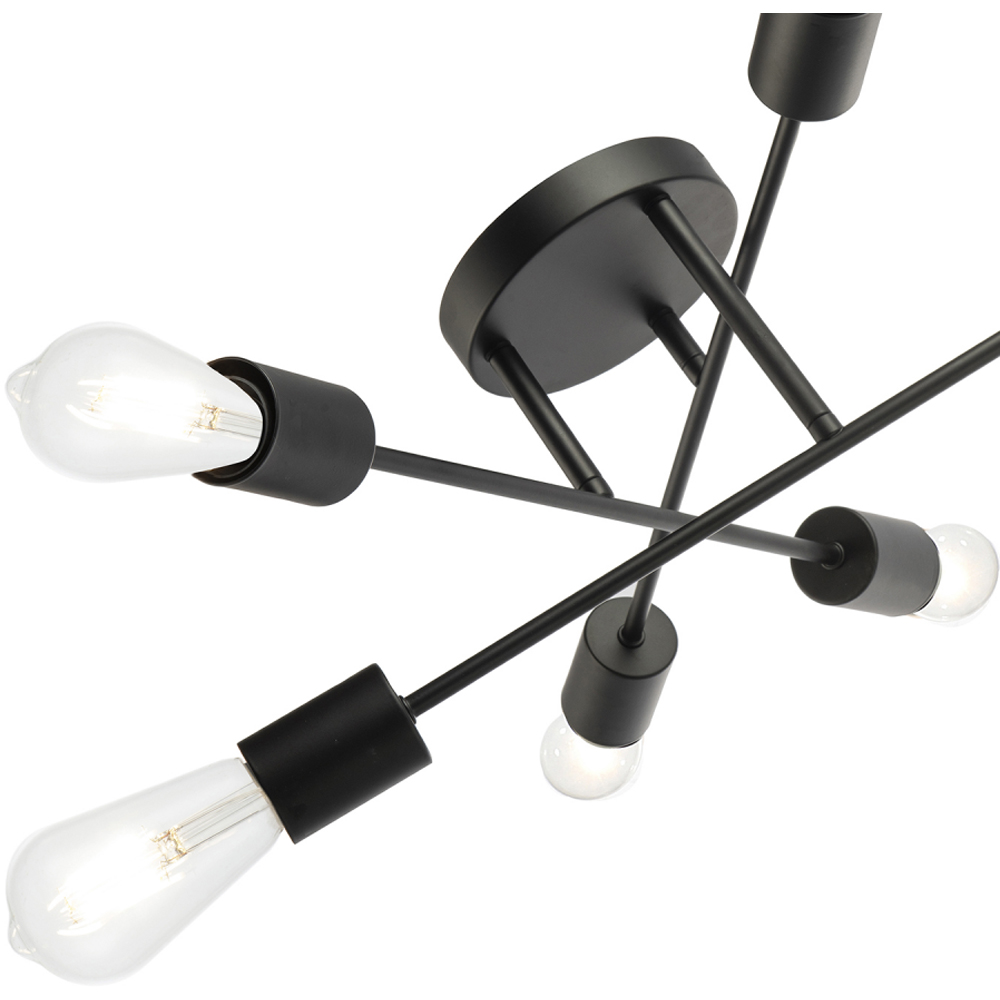 Happy Homewares Matt Black Ceiling Light with Straight Metal Arms Image 3