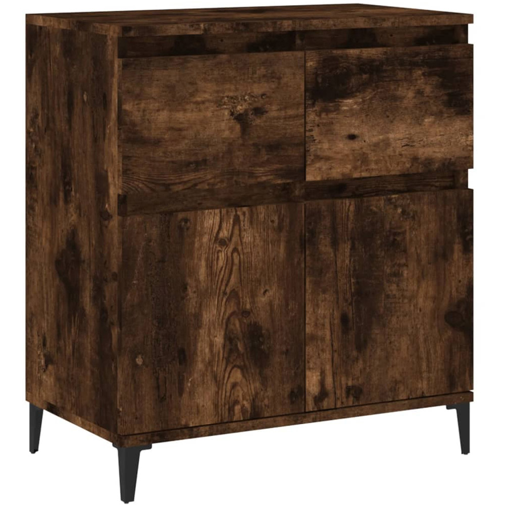 vidaXL 2 Door 2 Drawer Smoked Oak Small Sideboard Image 2