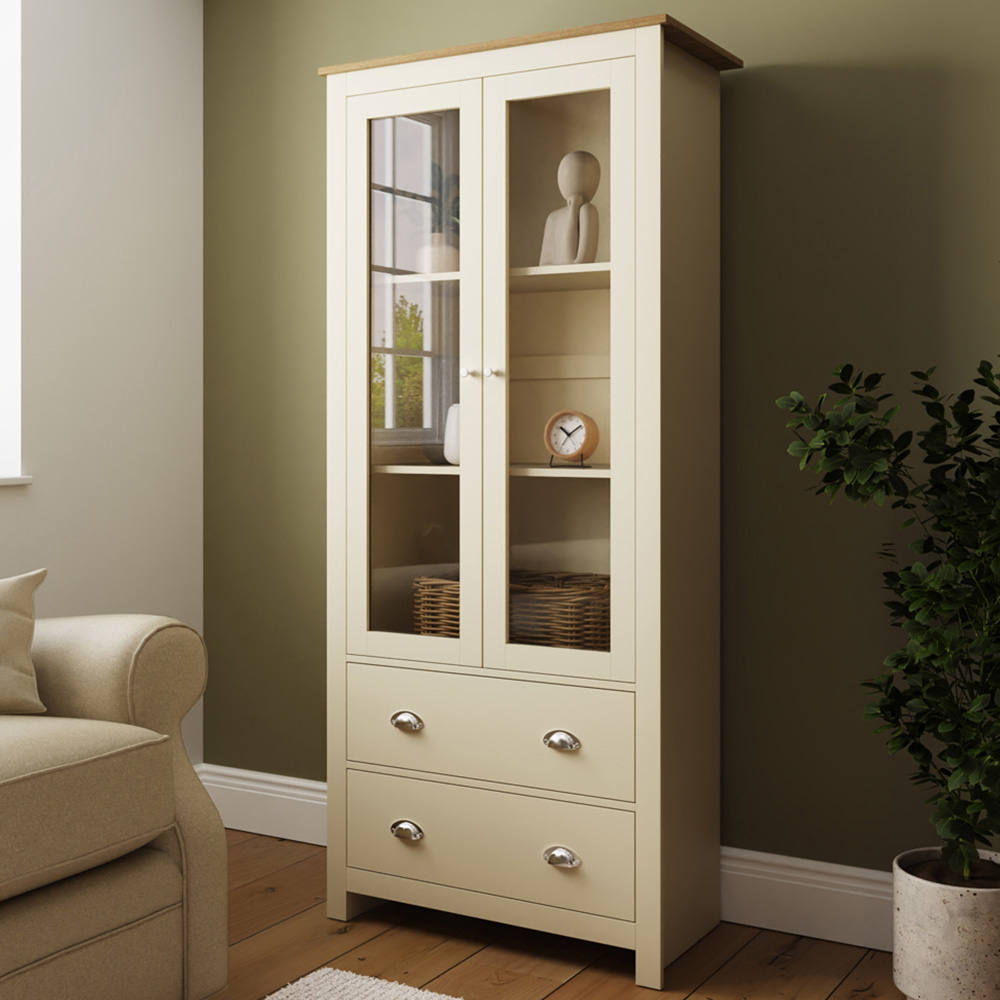 GFW Lancaster 2 Door 2 Drawer Cream Display Unit Image 1
