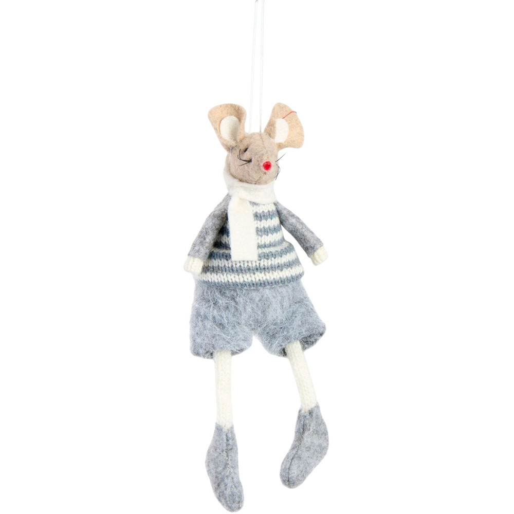 Grey Scandi Mouse Hanging Decoration Image 3