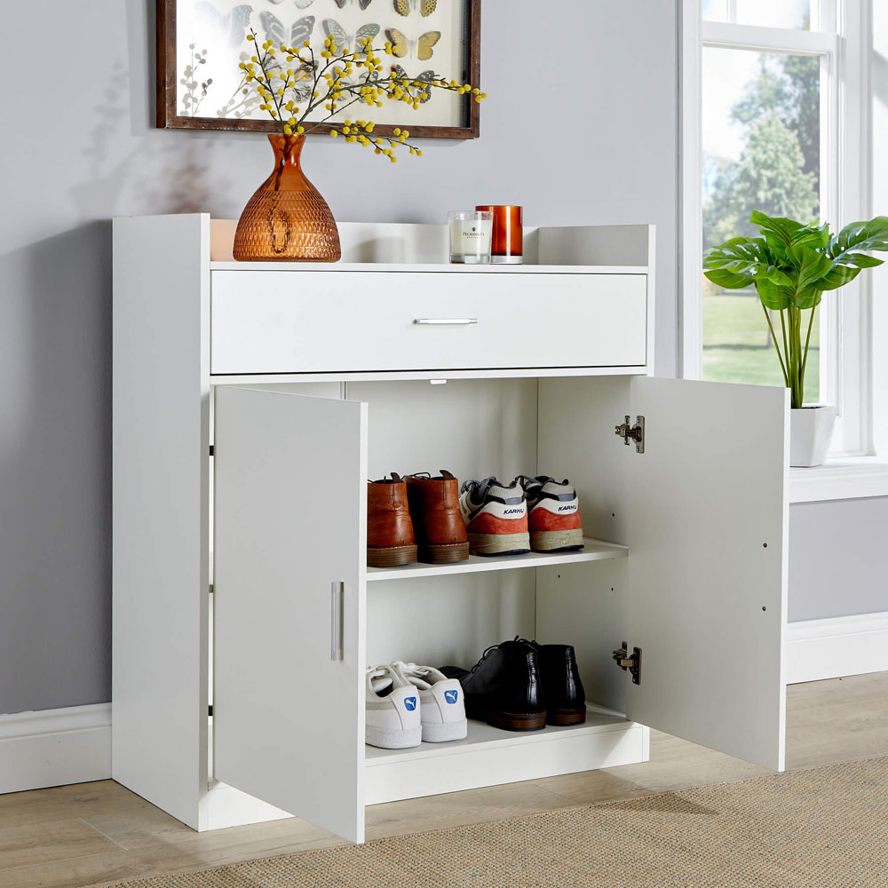 Home Source Novora 2 Door White Shoe Cabinet Image 7