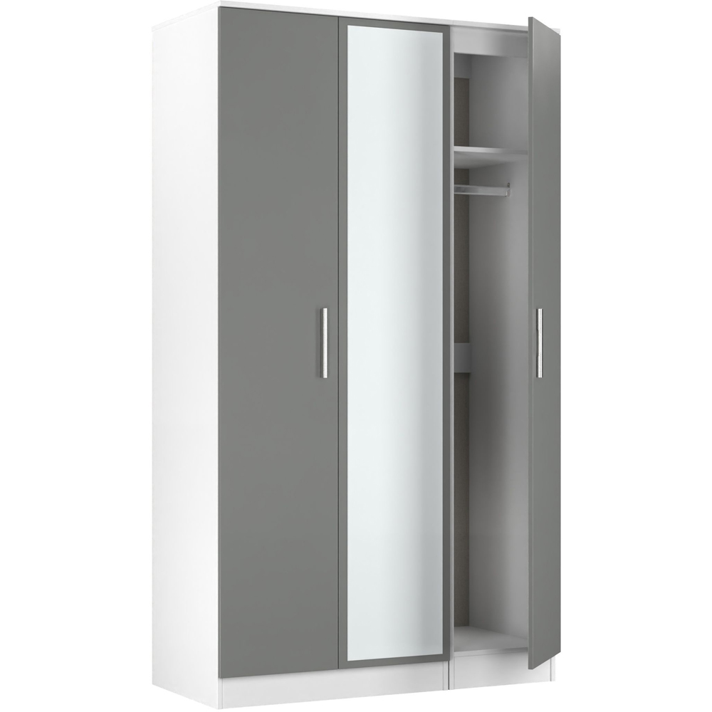 Crowndale Contrast 3 Door Dusk Grey and White Tall Mirrored Wardrobe Ready Assembled Image 6