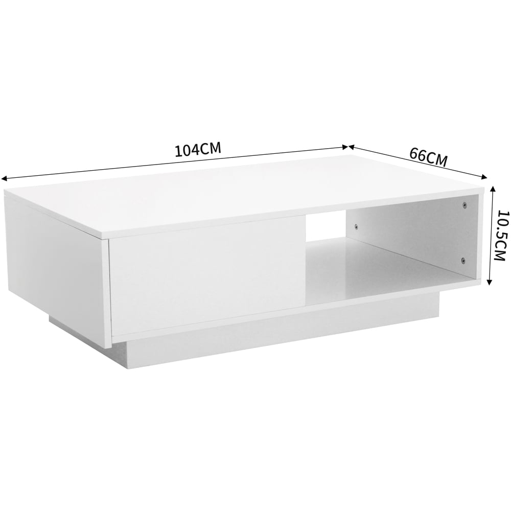 Comfy Living Single Shelf Single Drawer White High Gloss Contemporary LED Coffee Table Image 7