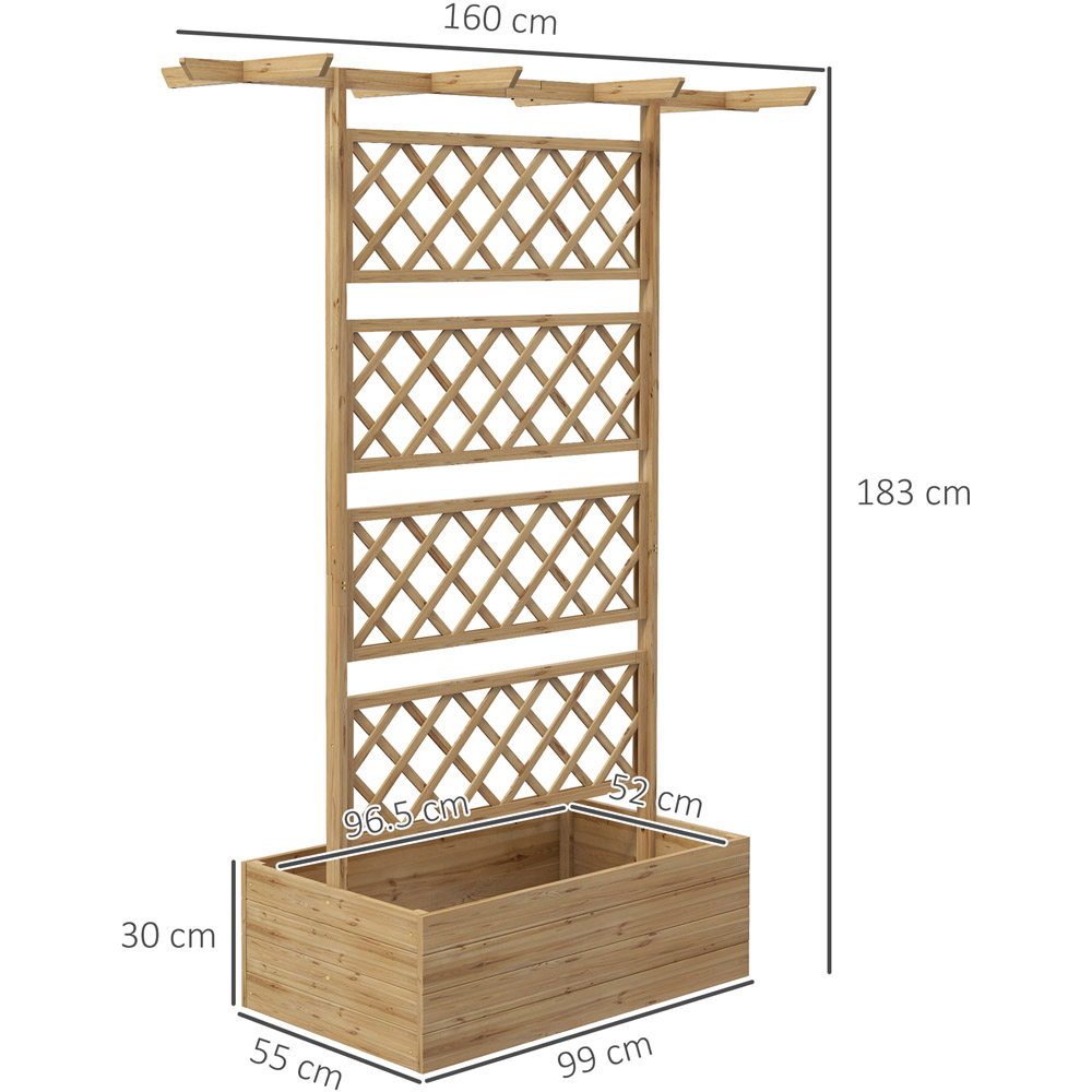 Outsunny Natural Wooden Raised Garden Bed Trellis Planter for Climbing Plants Image 7