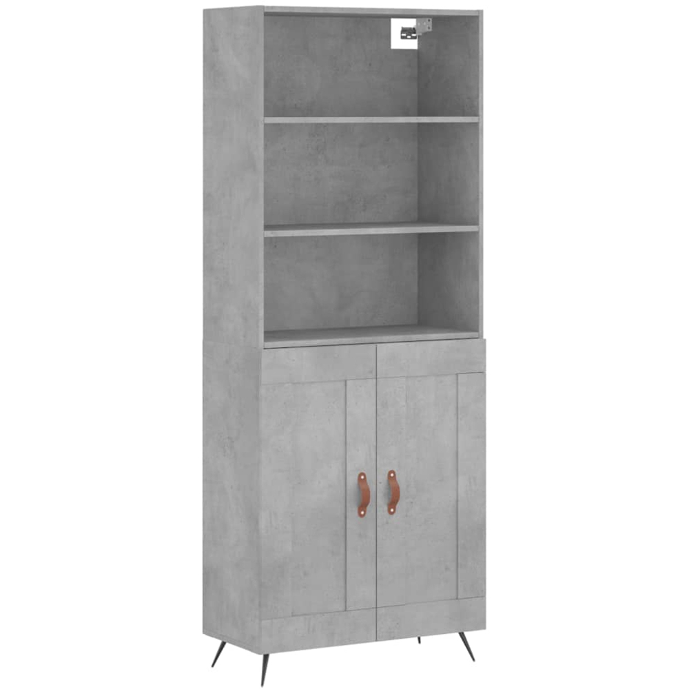 vidaXL 2 Door 3 Shelf Concrete Grey Tall Highboard Image 2