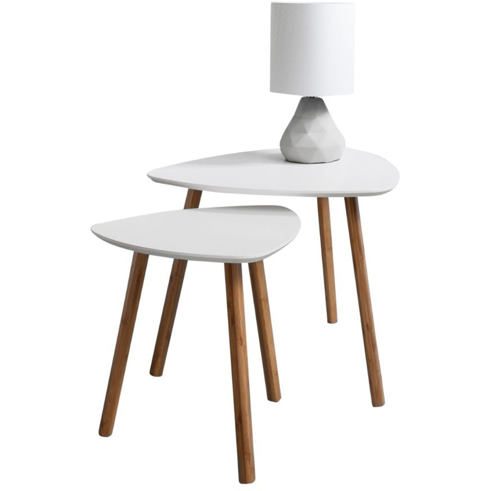 Noa and Nani Malme White and Natural Pine Nest of Tables Set of 2 Image 2