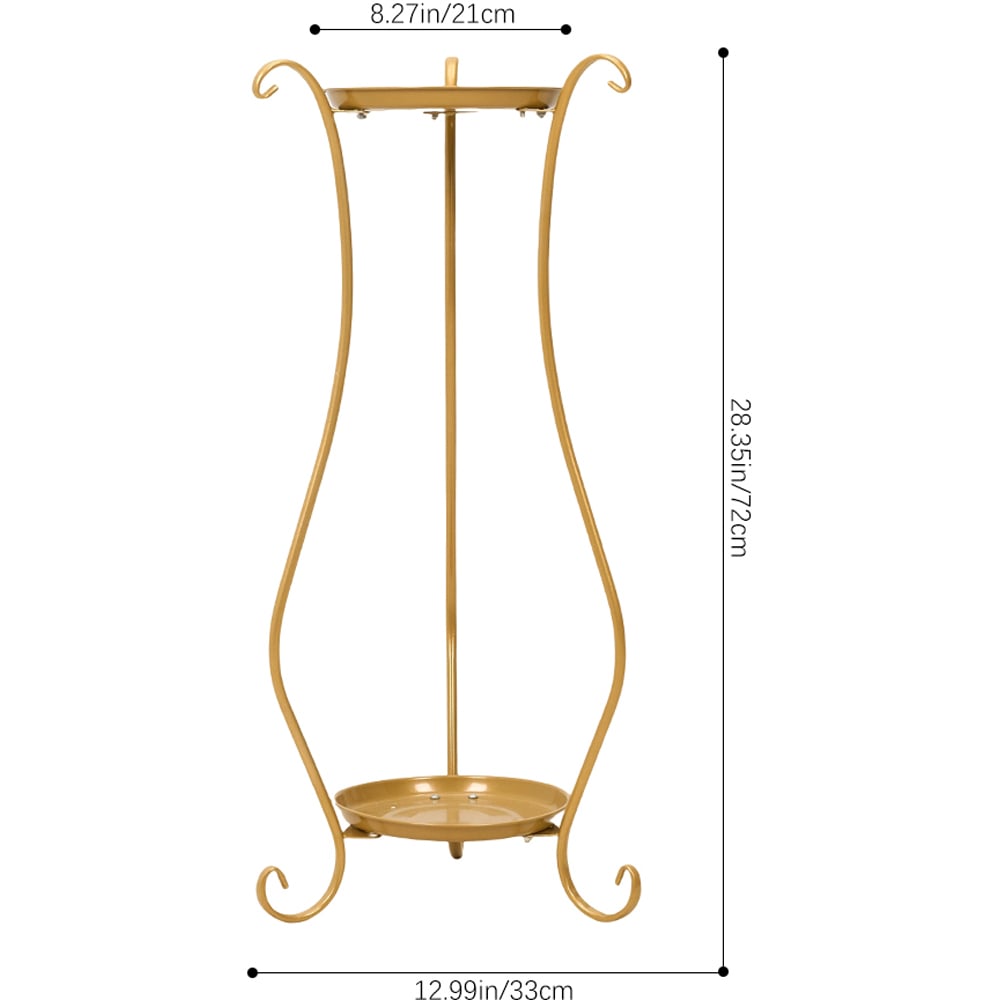 Living and Home 2 Shelf Gold Metal Plant Stand Image 8