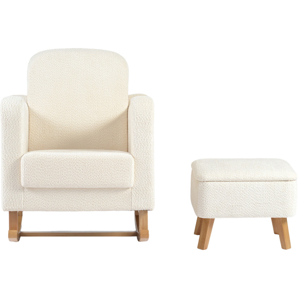 Bebe & Beyond Soother Off White Boucle Nursing Chair and Stool Image 3