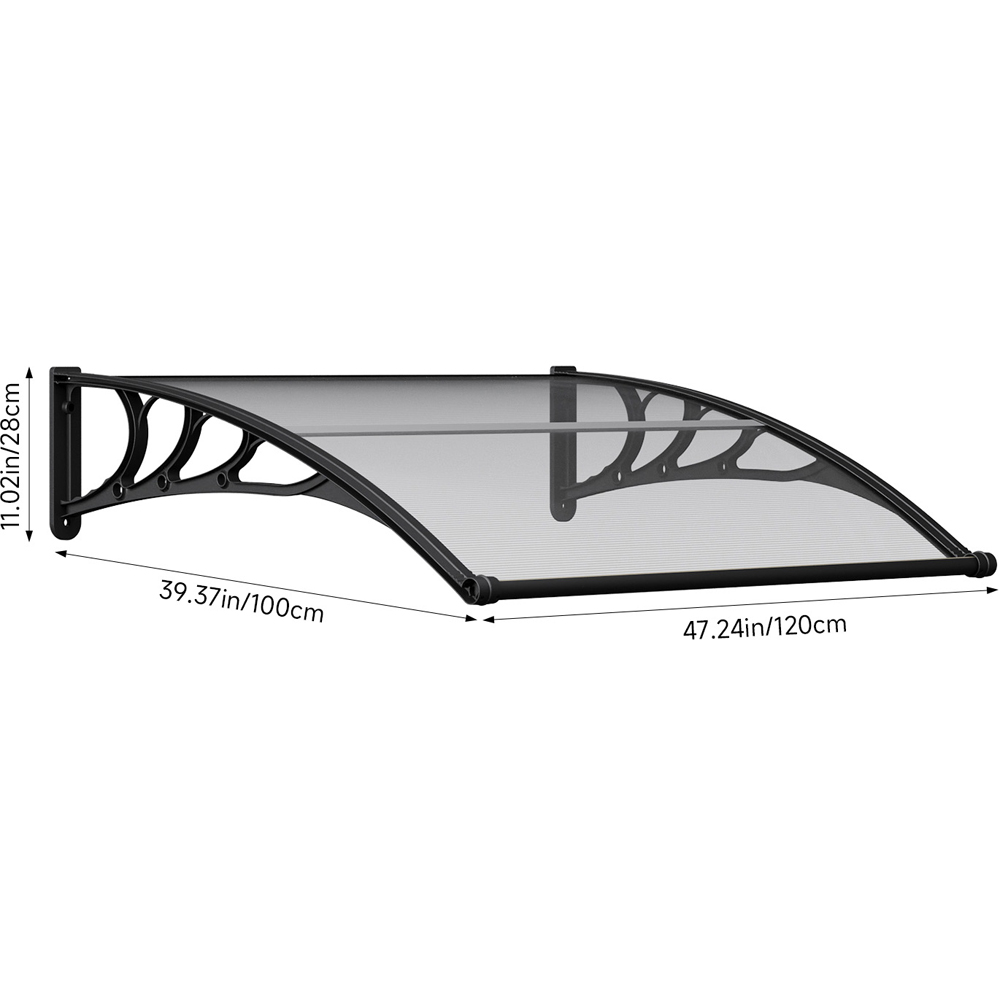 Living and Home Dark Grey Arched Door and Window Awning with Water Channel 1.2 x 1m Image 9
