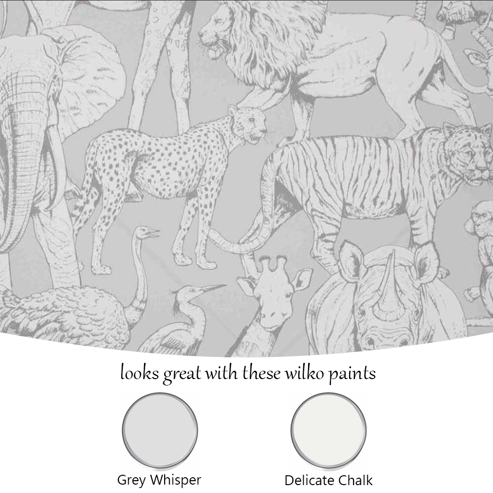Superfresco Easy Jungle Animals Grey Wallpaper Image 4
