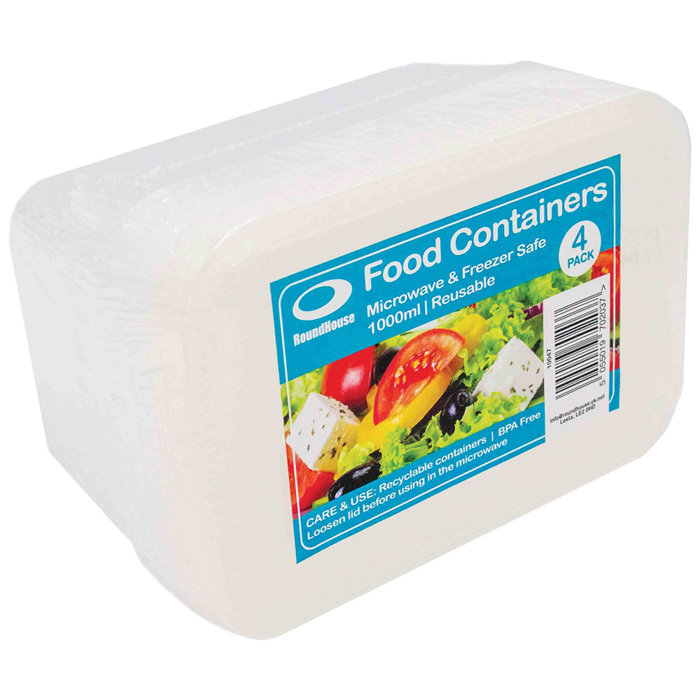 RoundHouse Plastic Food Container 1000ml 4 Pack Image 3