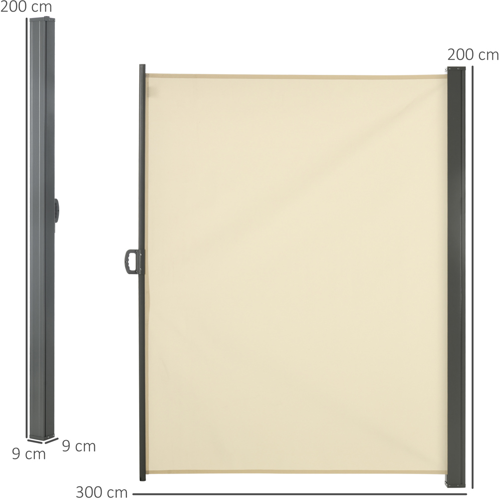 Outsunny Cream Retractable Side Awning Screen 3 x 2m Image 7