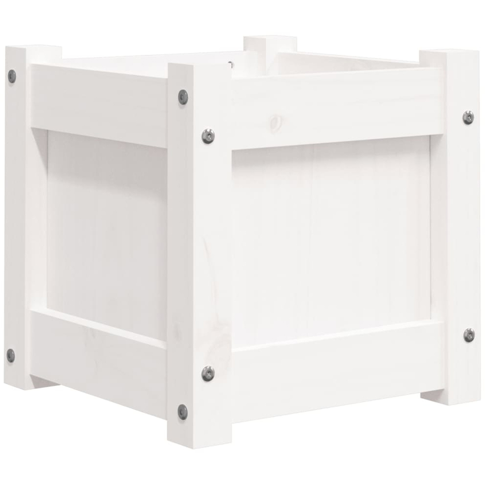 vidaXL White Solid Pine Wood Garden Planter 31 x 31 x 31cm 2 Pack Image 1