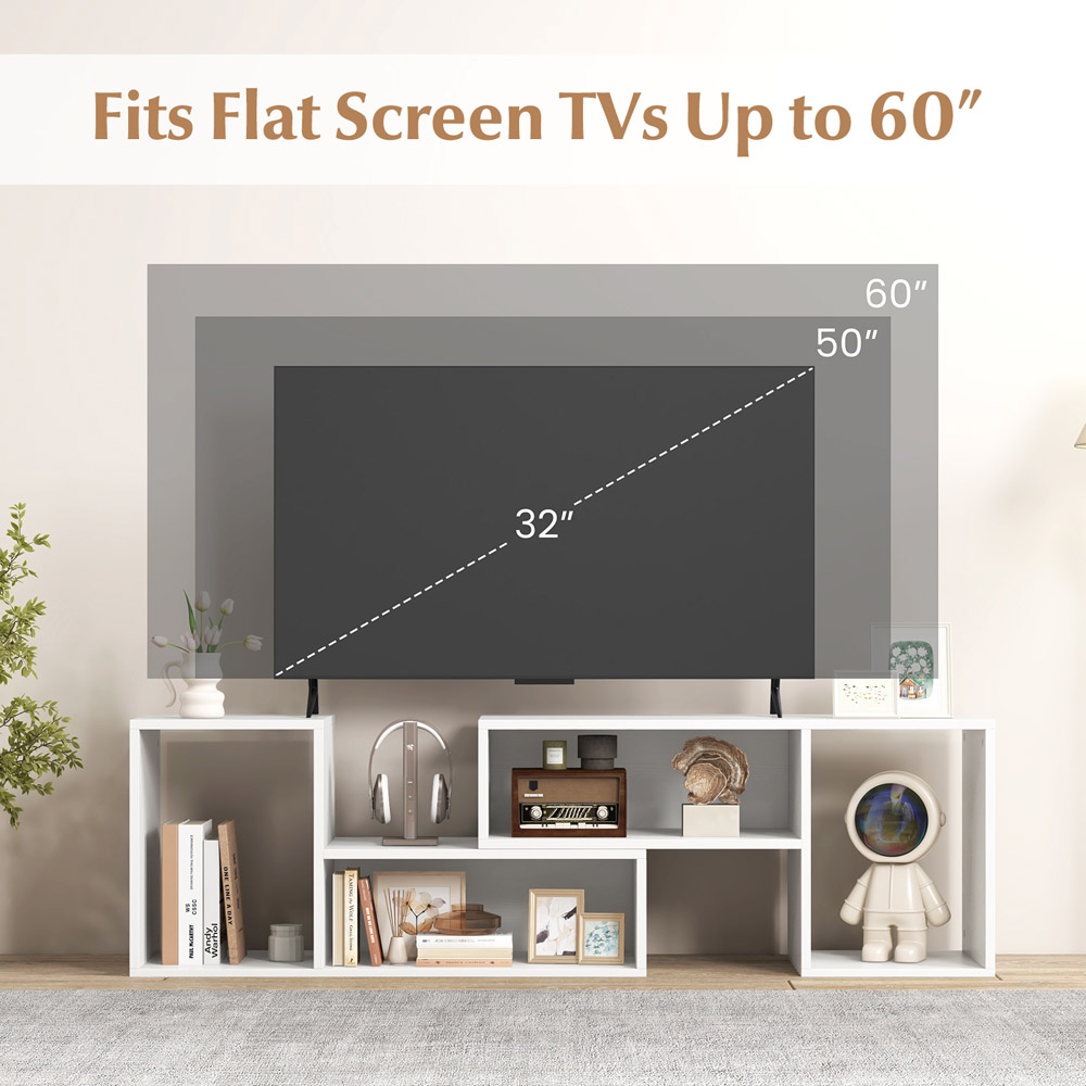 Costway 2 Piece White Modern Multifunctional Console TV Unit Image 8