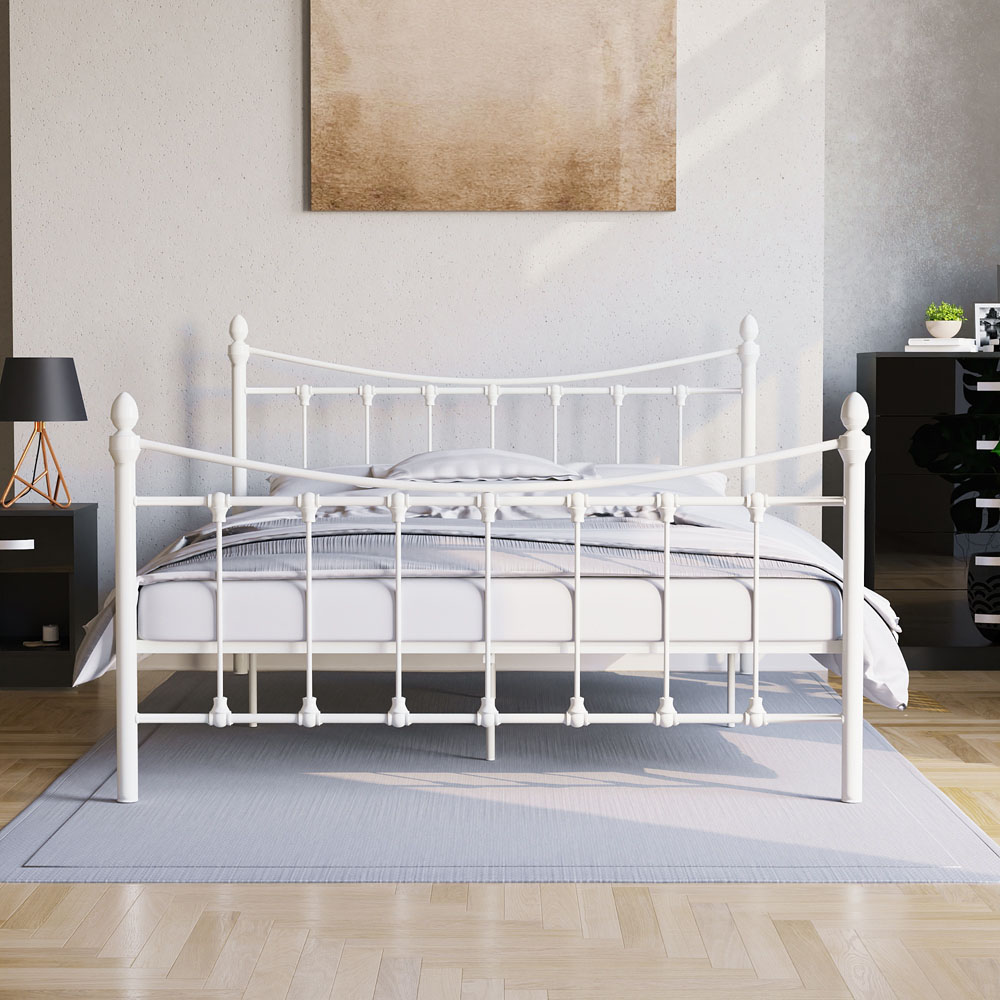 Vida Designs Paris Double White Metal Bed Frame Image 5