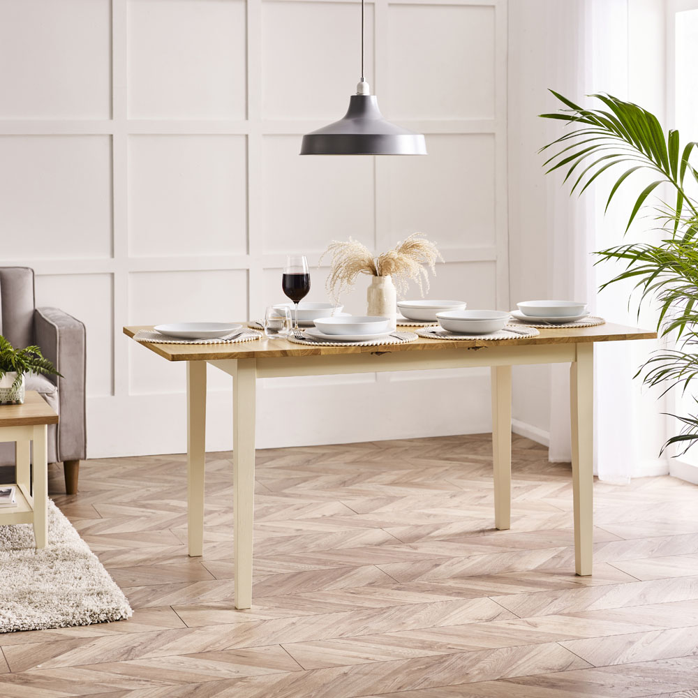 Furniturebox Salisbury Walton 6 Seater Extending Dining Bench Set Cream Image 2
