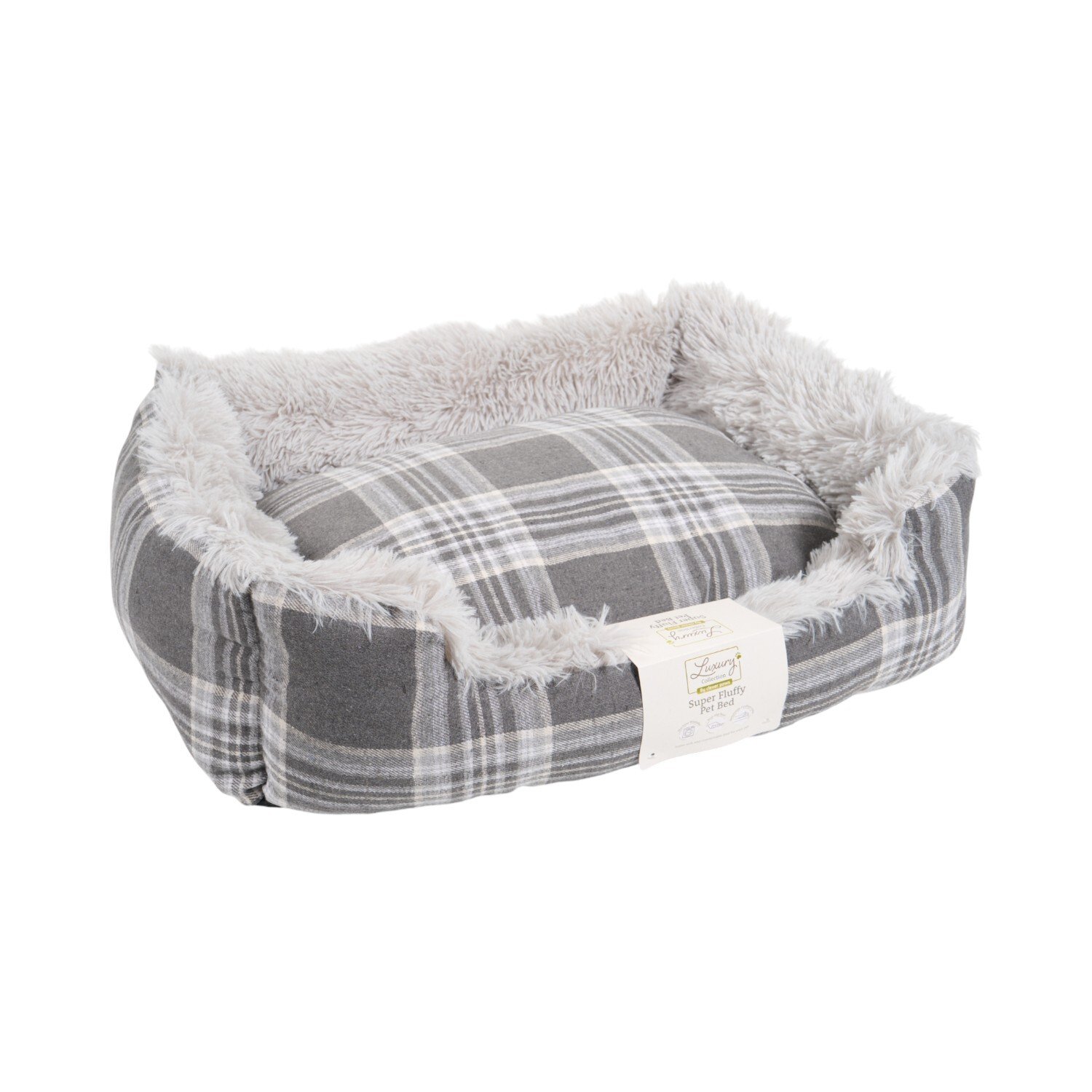 Super Fluffy Soft Pet Bed Grey Medium Image 4