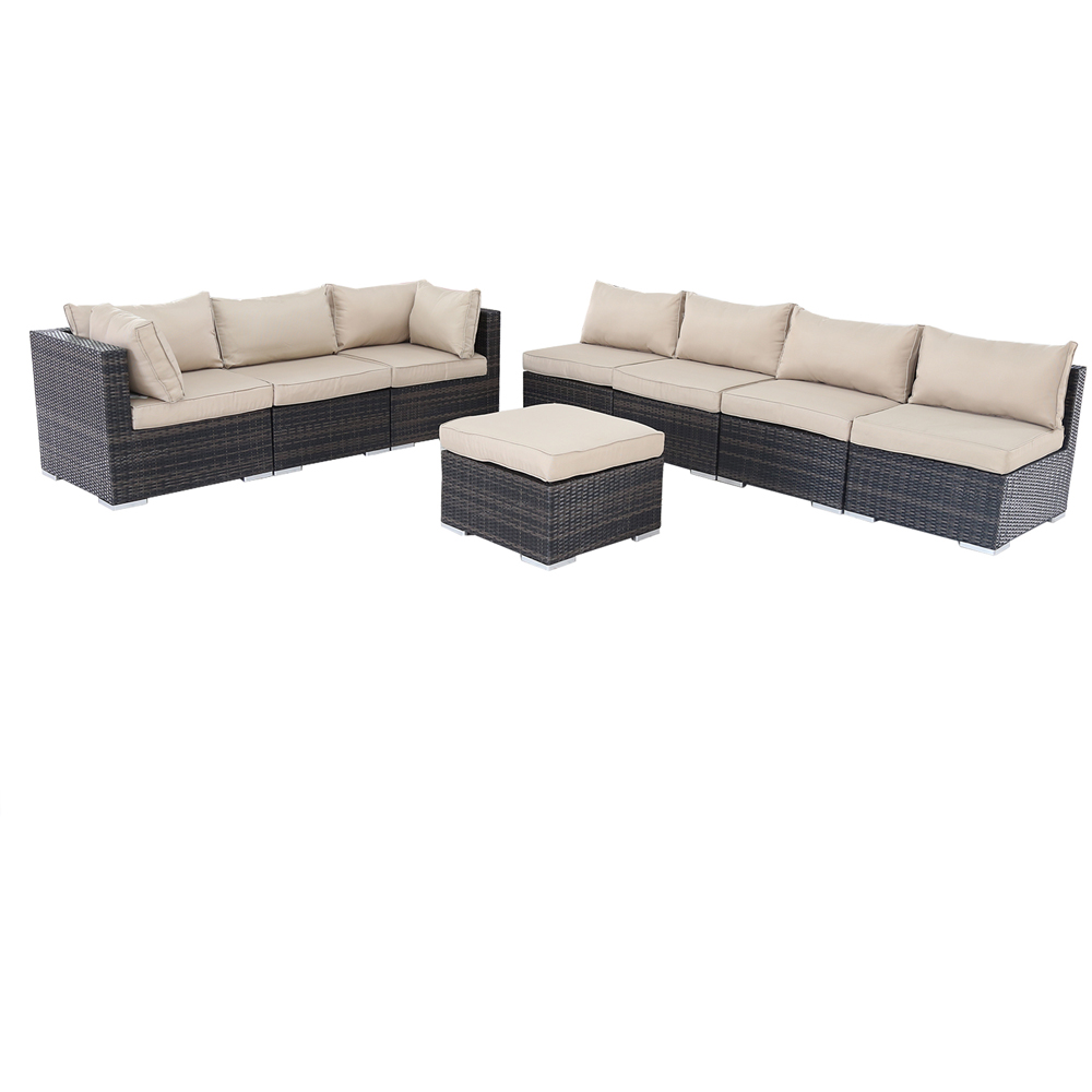 Furniture One 8 Seater Brown Rattan Garden Sofa Set Image 9